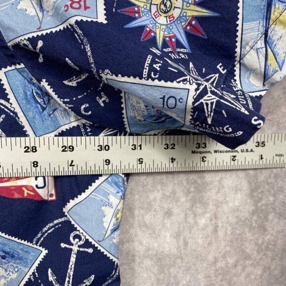 Chaps Ralph Lauren Button Down Shirt Mens 3XBIG Blue Postage Sail Boat Nautical - Picture 8 of 9